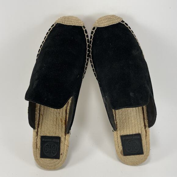 Tory Burch Max Suede Espadrille Mules Womens Size 10 Black Suede Slip On - Picture 5 of 10
